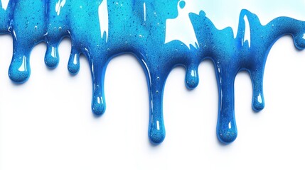 Poster - a vibrant blue paint drip with glitter, creating a visually striking effect on a white background.