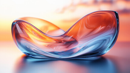 Wall Mural - Abstract glass bowl reflecting warm colors.