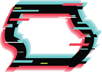 Poster - Black speech bubble frame glitching with trendy colors, perfect for social media and technology related designs