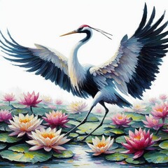 Wall Mural - oil painting of a crane