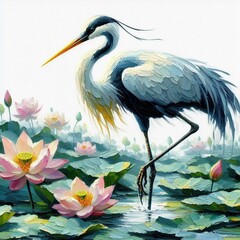 Wall Mural - oil painting of a crane