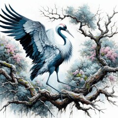 Poster - oil painting of a crane