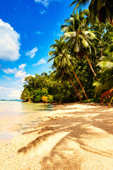 Wall Mural - Port Barton, Palawan  Philippines - December 23 2023 - Beautiful coastline and turquoise water at the Port Barton Beach in San Vicente, Palawanin the White Beach near Port Barton
