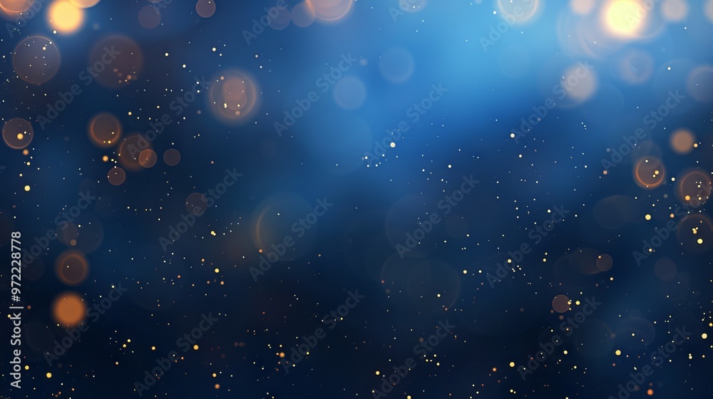 Abstract blurred bokeh lights on dark blue background - festive ...