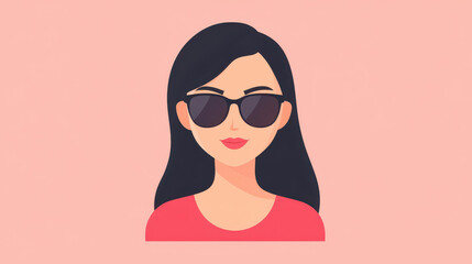 Poster - A chic young woman flaunts trendy sunglasses, showcasing her unique style against a sleek, minimalist backdrop.