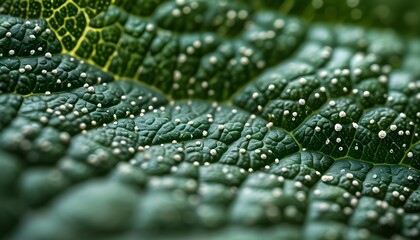 Wall Mural - Intricate Textures of a Green Leaf Surface Highlighting Natural Beauty and Delicate Patterns