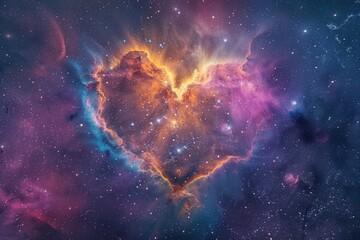 Wall Mural - heart nebula in space against a colorful backdrop
