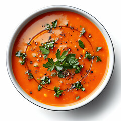 Wall Mural - Delicious Creamy Tomato Soup with Parsley and Pepper