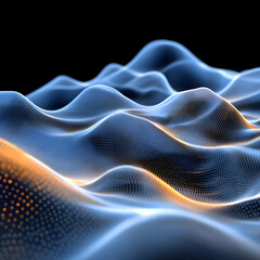 Wall Mural - Abstract Blue and Orange Wave Pattern Digital Technology Background