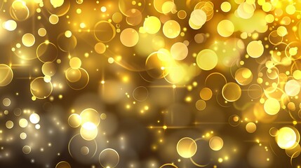 Wall Mural - golden bokeh lights abstract background with soft blurred glow for elegant and festive designs, perf
