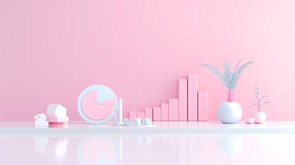 Poster - Marketing analytics, real-time data insights, 3D illustration, digital strategy concept, copy space,