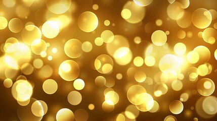 Wall Mural - golden bokeh lights abstract background with soft blurred glow for elegant and festive designs, perf