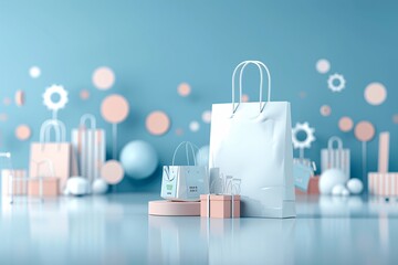 Poster - Shopping trends, predictive analytics in retail, 3D illustration, market analysis concept, copy space,
