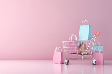 Poster - Shopping trends, predictive analytics in retail, 3D illustration, market analysis concept, copy space,
