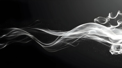 Wall Mural - Abstract White Smoke Wave on Black Background