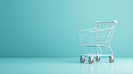 Poster - Smart shopping cart, AI-assisted purchases, 3D illustration, modern retail concept, copy space,