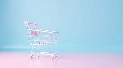 Poster - Smart shopping cart, AI-assisted purchases, 3D illustration, modern retail concept, copy space,