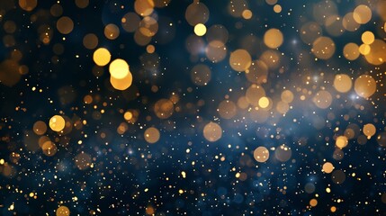Wall Mural - festive christmas garland with glowing bokeh lights on a dark blue background, creating a magical ho