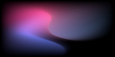 Poster - abstract colorful smooth curve gradient background with flowing purple, pink, blue, and violet colors blending smoothly on a black backdrop