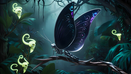 Butterfly in the dark forest