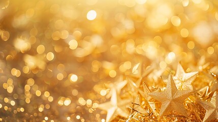 Wall Mural - golden lights with star bokeh background creating a festive and elegant atmosphere for celebrations 