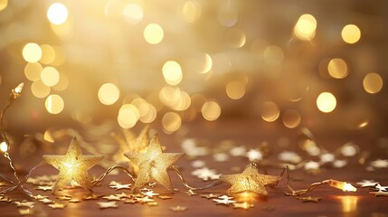 Wall Mural - golden lights with star bokeh background creating a festive and elegant atmosphere for celebrations 