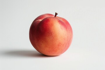 Wall Mural - A solitary peach sitting on a clean white surface