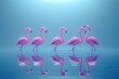 © North - A serene scene featuring five pink flamingos reflecting gracefully on water, showcasing vibrant colors and calm surroundings.