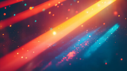 Wall Mural - Abstract Background with Red and Yellow Lights Blurs and Scattered Sparkle Effect