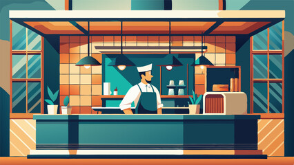 flat icon of restaurant counter, vector illustration flat 2