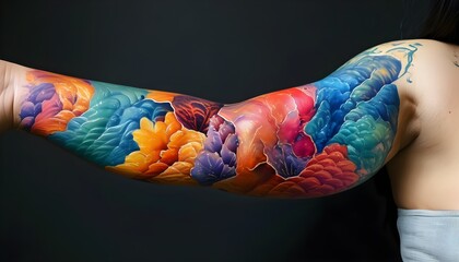 Dynamic holographic tattoo featuring intricate, lifelike veins with ever-changing colors and patterns