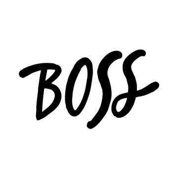 The term boss appears prominently in black ink on a white surface