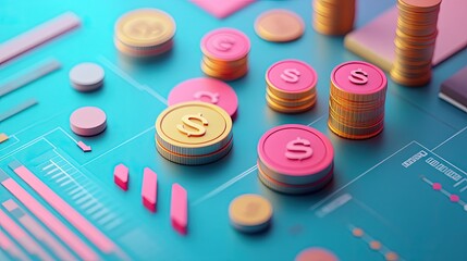 Poster - Cost structure diagram in 3D, highlighting different expenses with copy space.