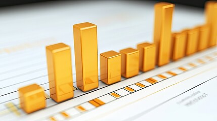 Poster - Detailed 3D bar chart of business costs, isolated with room for text, copy space.