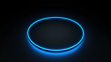 Poster - A glowing blue circular light on a dark background creating a modern, minimalistic look