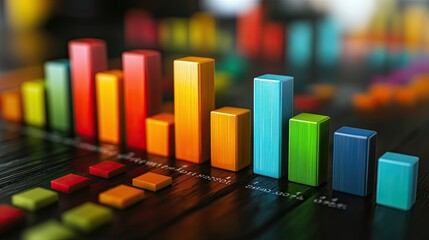 Poster - Detailed 3D bar chart of business costs, isolated with room for text, copy space.