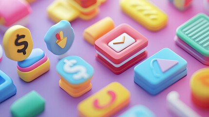 Poster - Floating 3D icons illustrating business costs, with plenty of space for copy.