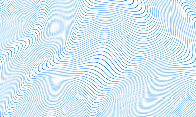 Poster - Abstract blue wave lines pattern on white background and texture. Vector background