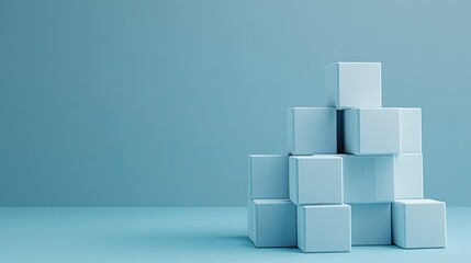Poster - Layered 3D blocks demonstrating a cost structure concept on a clean surface, copy space.
