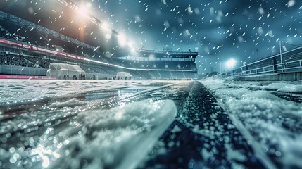 Wall Mural - Snowy Football Stadium at Night Winter Sports