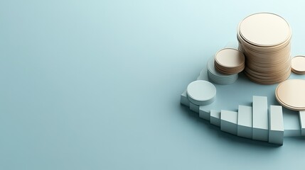 Poster - Simplified 3D model of cost structure in business, top view, with copy space.