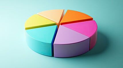 Poster - Simplified 3D pie chart of business cost distribution, minimal background, copy space.