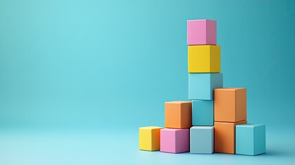 Poster - Stacked 3D blocks representing different cost elements in business, with surrounding copy space.