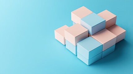 Poster - Stacked 3D blocks representing different costs in business, top view, copy space.