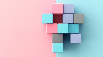 Poster - Stacked 3D blocks representing different costs in business, top view, copy space.