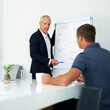 © peopleimages.com - Presentation, meeting and speaker with business people and whiteboard for discussion, planning or workshop. Corporate, office and man with workers for financial review, brainstorming or collaboration
