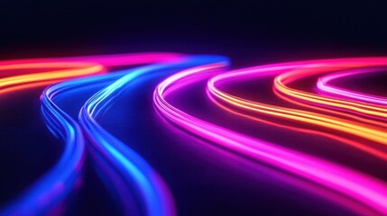 Wall Mural - colorful neon light trails create a vibrant, abstract visual effect.
