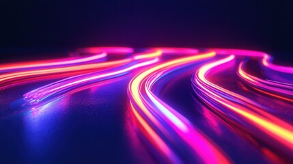 Wall Mural - colorful neon light trails create a vibrant, abstract visual effect.