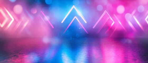 Canvas Print - Neon Arrow. Blue and Pink Lights for Party and Concert