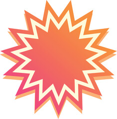 Poster - Bright orange star shape with a gradient effect is shining on a white background
